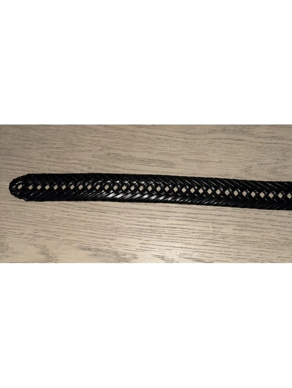 Vintage Nautica Black Belt Braided Woven Vegan Leather Silver Logo Mens 34
